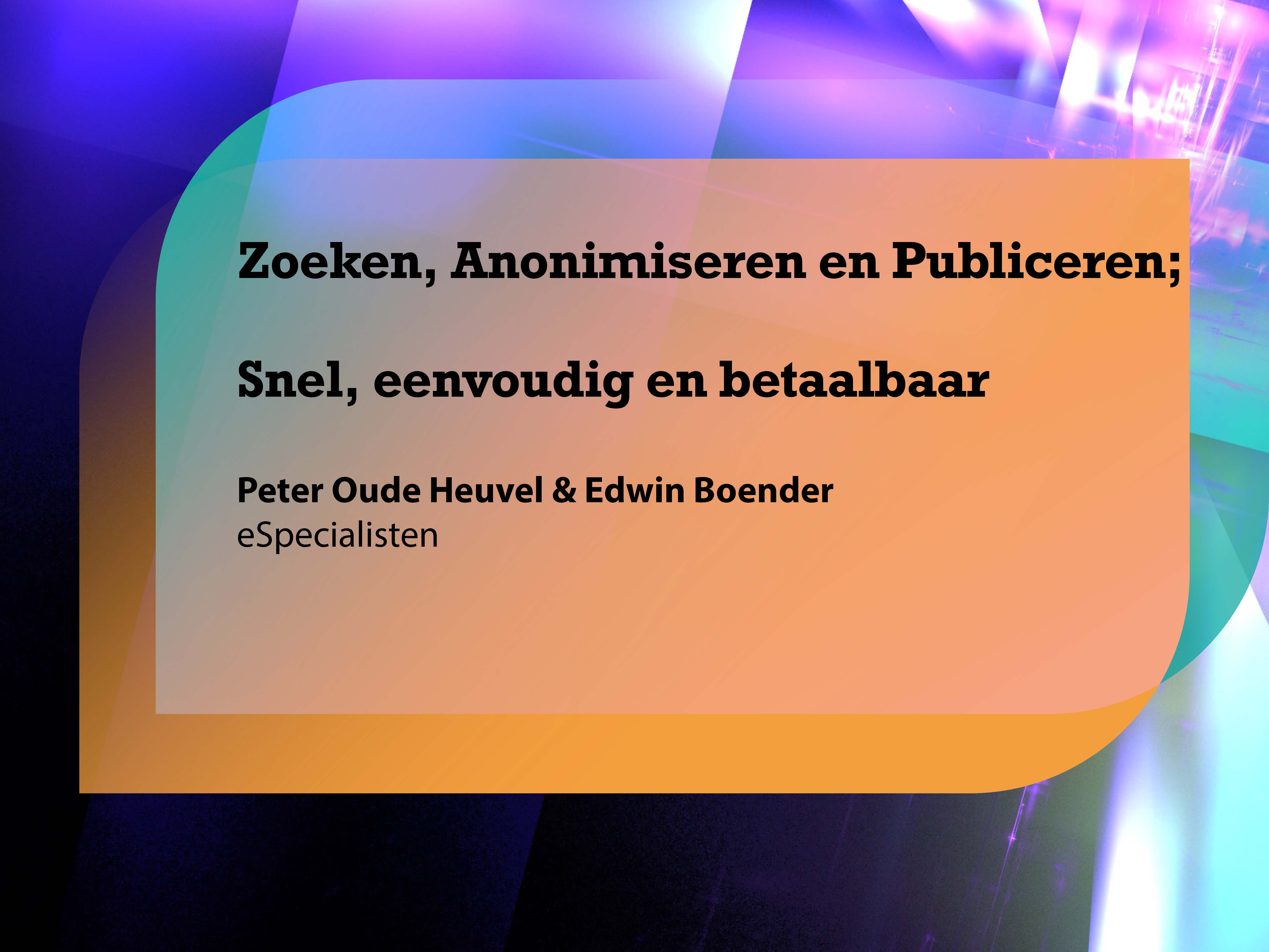 3.1 Zoeken anonimeseren publiceren